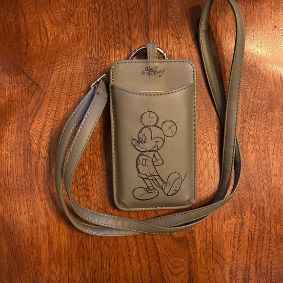 Disney Mickey Mouse Olive Green Phone Holder Lanyard NEW! - Picture 1 of 7